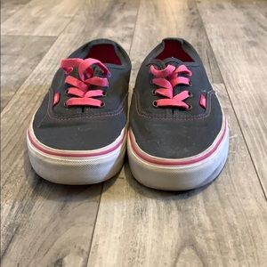 Gray and pink lace up vans